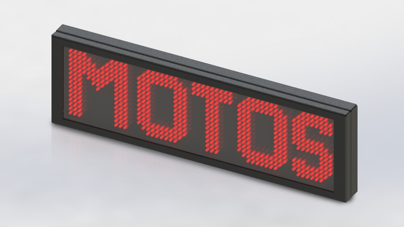 O painel ʺMOTOSʺ é utilizado como indicação luminosa nas cabines de pedágios exclusivas para motocicletas, podendo também ser utilizado na indicação de estacionamentos, garagens, entre outras aplicações.
